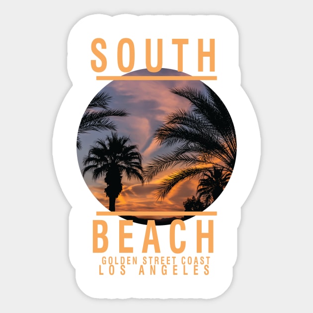 South beach t-shirt Sticker by Raintreestrees7373